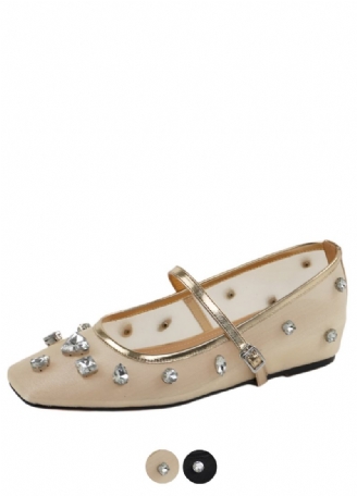 Liria Dam Mesh Rhinestones Lågklackade Comfort Flats