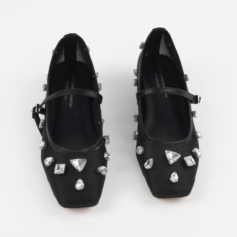 Liria Dam Mesh Rhinestones Lågklackade Comfort Flats - Guld
