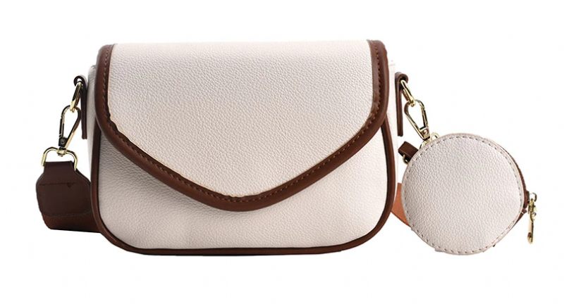 Livlig Designhandväska I Läder I - Beige med Brun