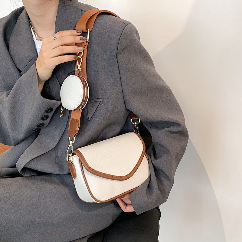 Livlig Designhandväska I Läder I - Beige med Brun
