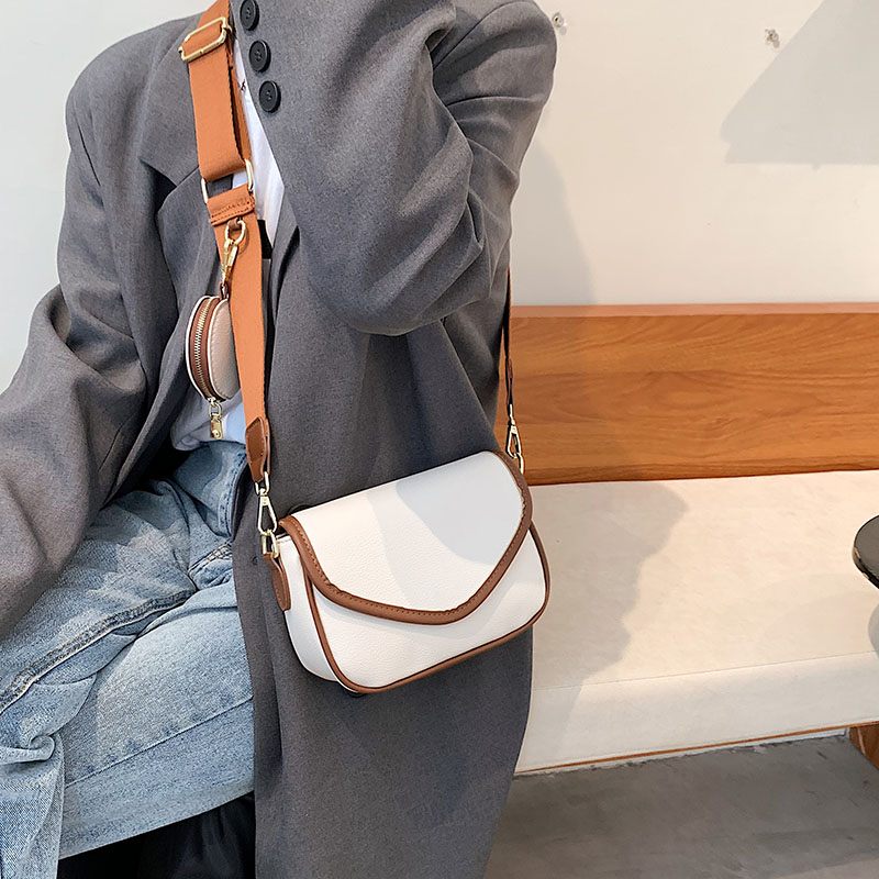 Livlig Designhandväska I Läder I - Beige med Brun