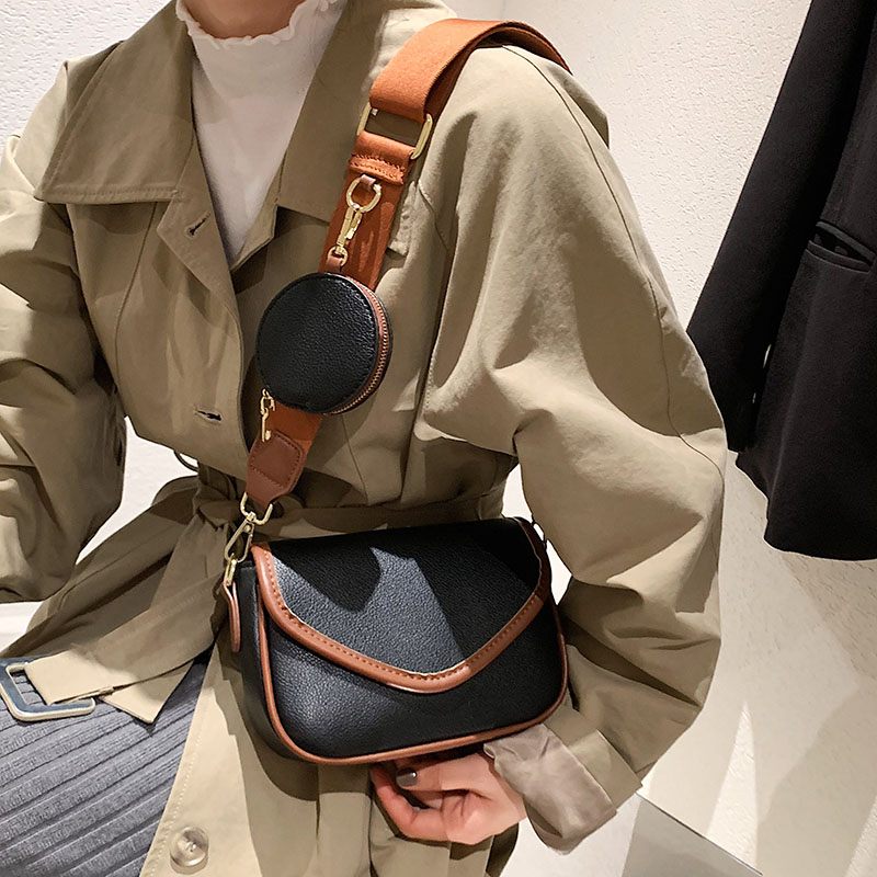 Livlig Designhandväska I Läder I - Beige med Brun