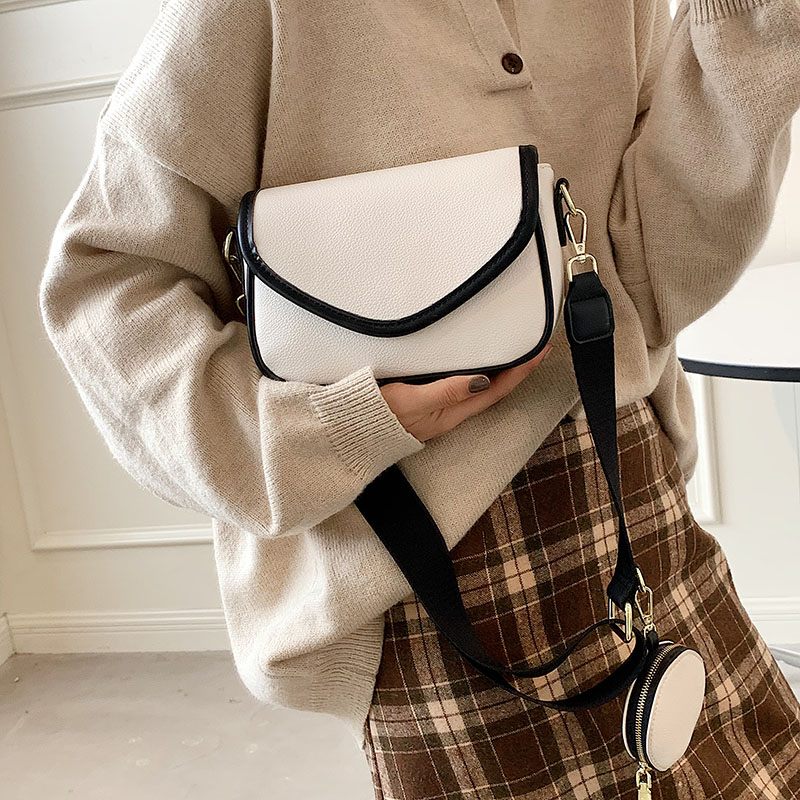 Livlig Designhandväska I Läder I - Beige med Brun