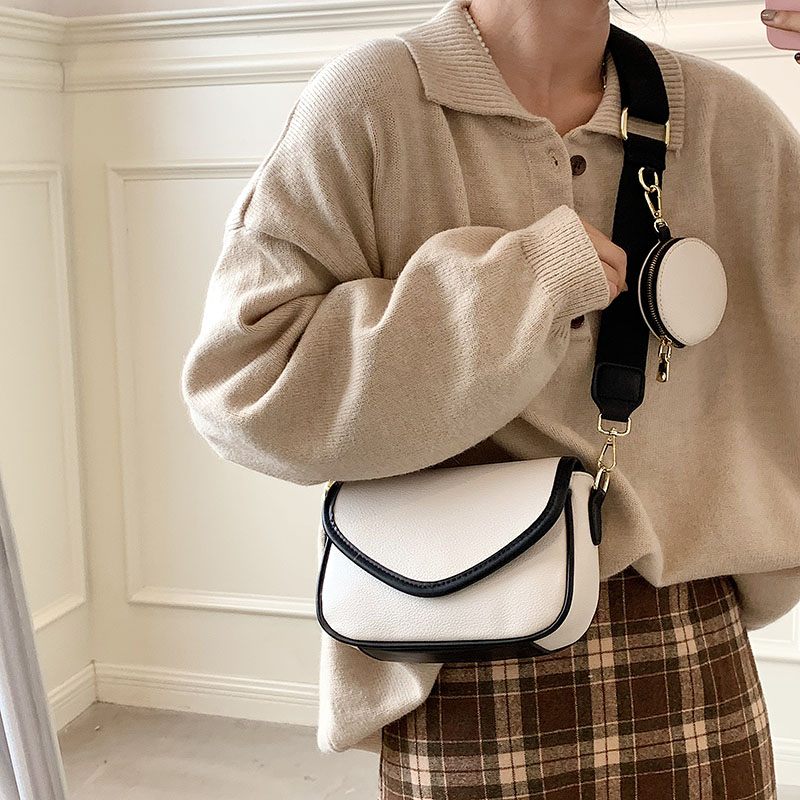 Livlig Designhandväska I Läder I - Beige med Brun