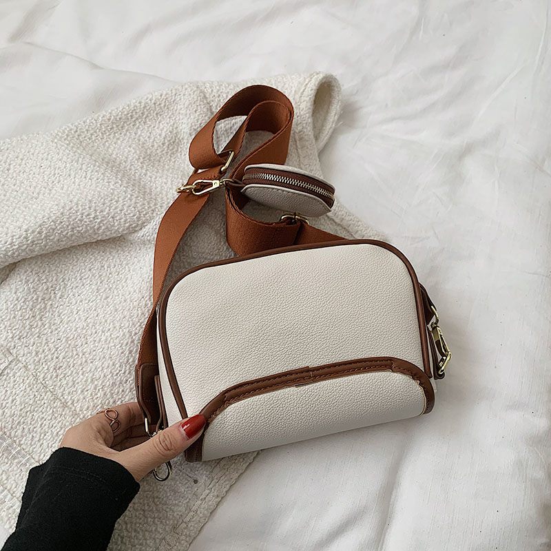 Livlig Designhandväska I Läder I - Beige med Brun