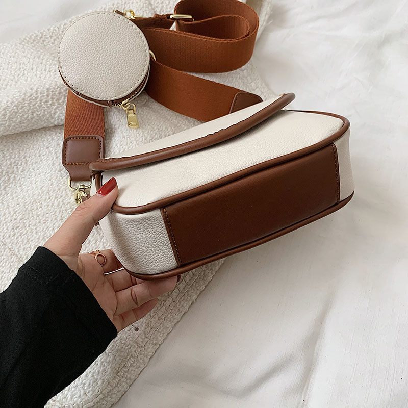 Livlig Designhandväska I Läder I - Beige med Brun