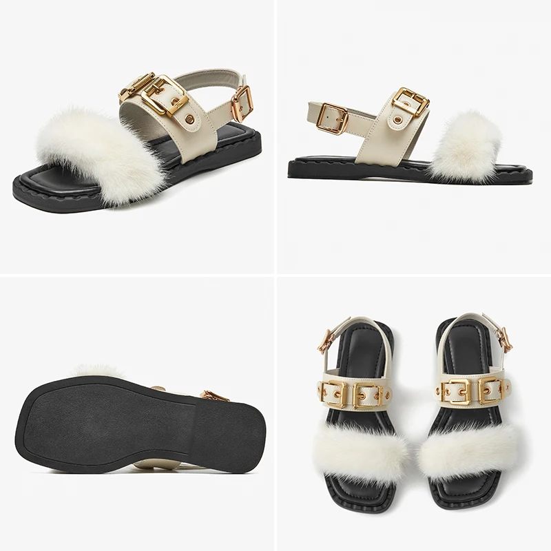Loany Lädersandal För Kvinnor - Beige