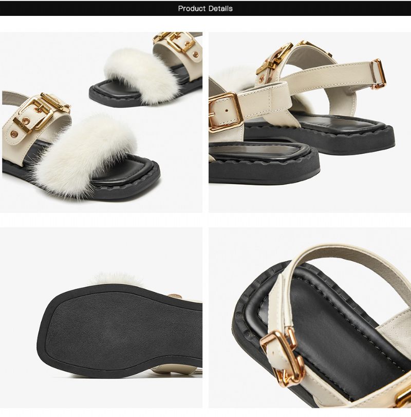 Loany Lädersandal För Kvinnor - Beige