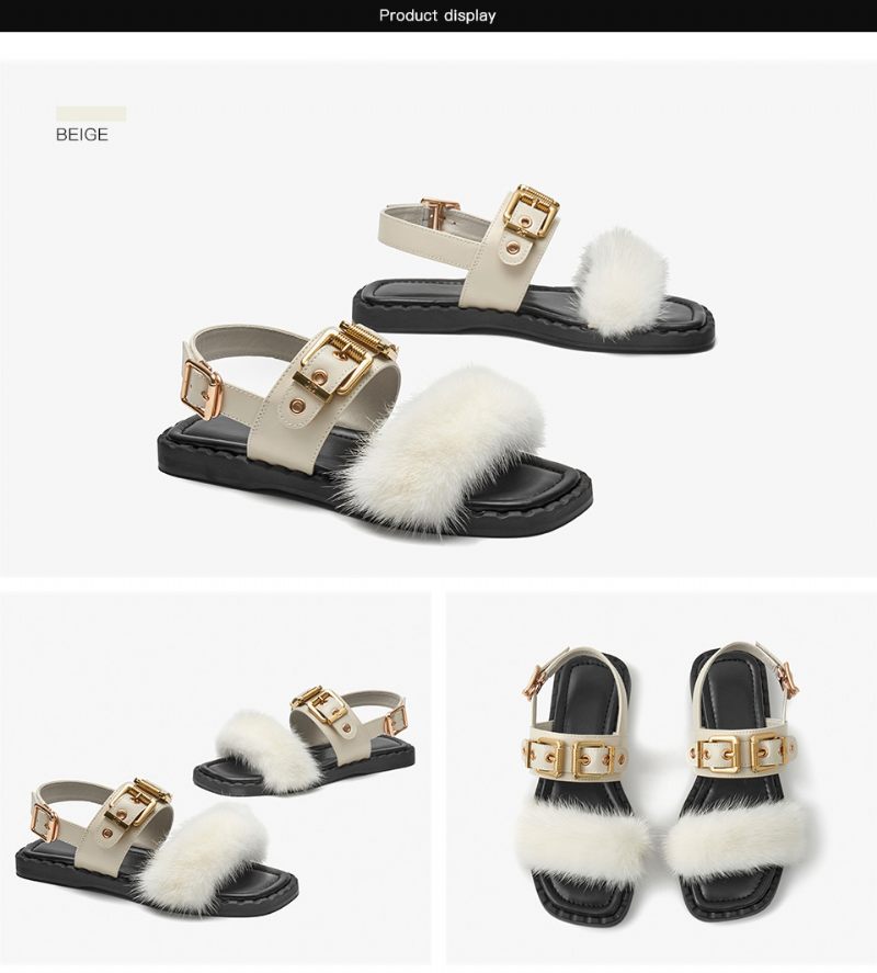 Loany Lädersandal För Kvinnor - Beige