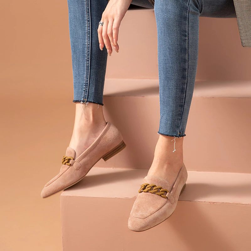 Lorenza Elegant Mocka Loafer Skor För Kvinnor - Rosa