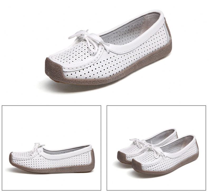 Loyola Dam Sommar Läder Platta Loafers - Gul