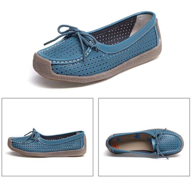 Loyola Dam Sommar Läder Platta Loafers - Gul