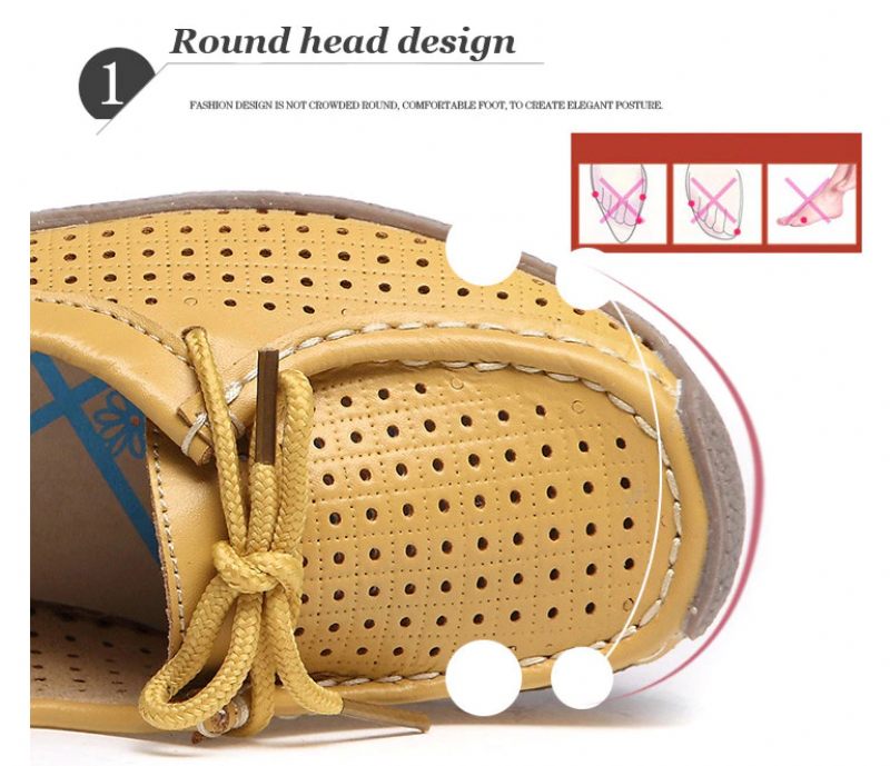 Loyola Dam Sommar Läder Platta Loafers - Gul
