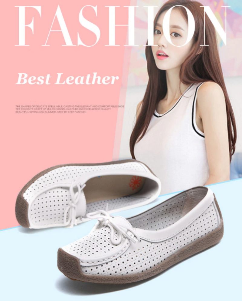 Loyola Dam Sommar Läder Platta Loafers - Gul