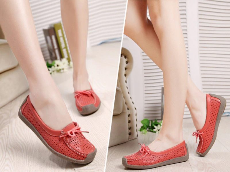 Loyola Dam Sommar Läder Platta Loafers - Gul