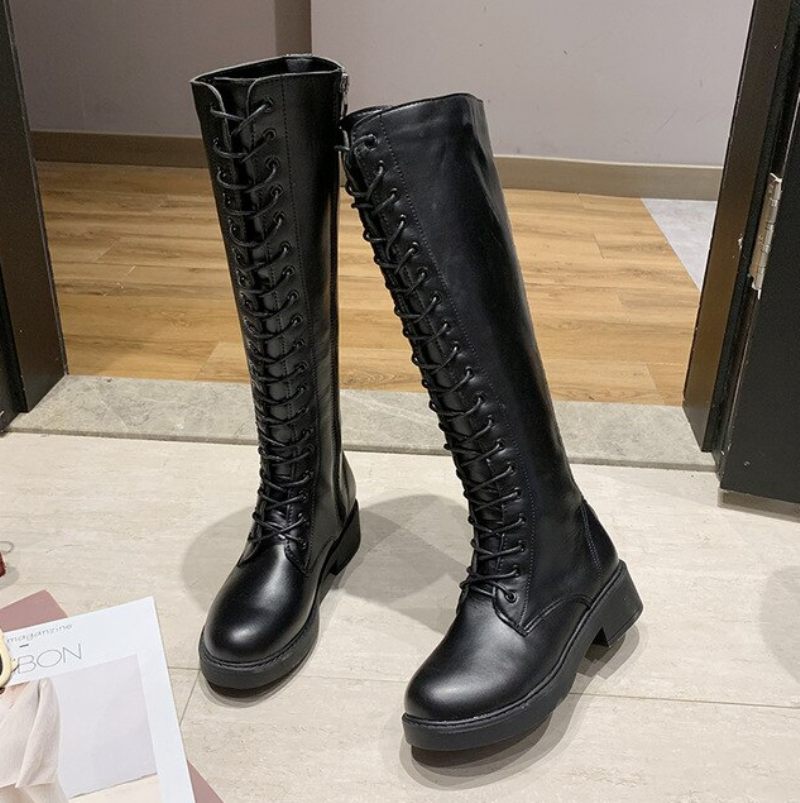 Lucena Boots Knähöga - Svart kort plysch