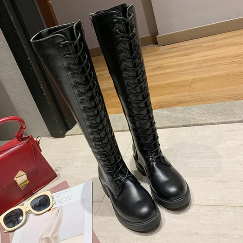 Lucena Boots Knähöga - Svart kort plysch
