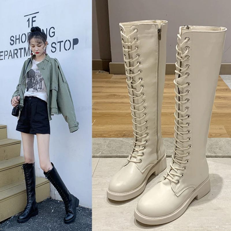 Lucena Boots Knähöga - Svart kort plysch