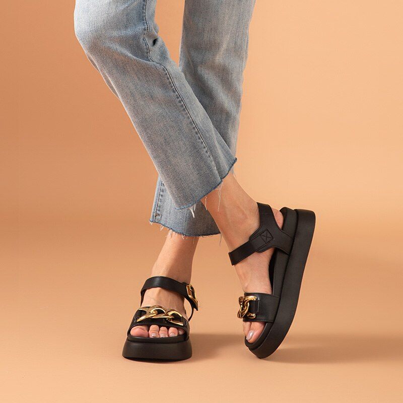 Lucrecia Dam Ankel Spänne Läder Sandal - Beige