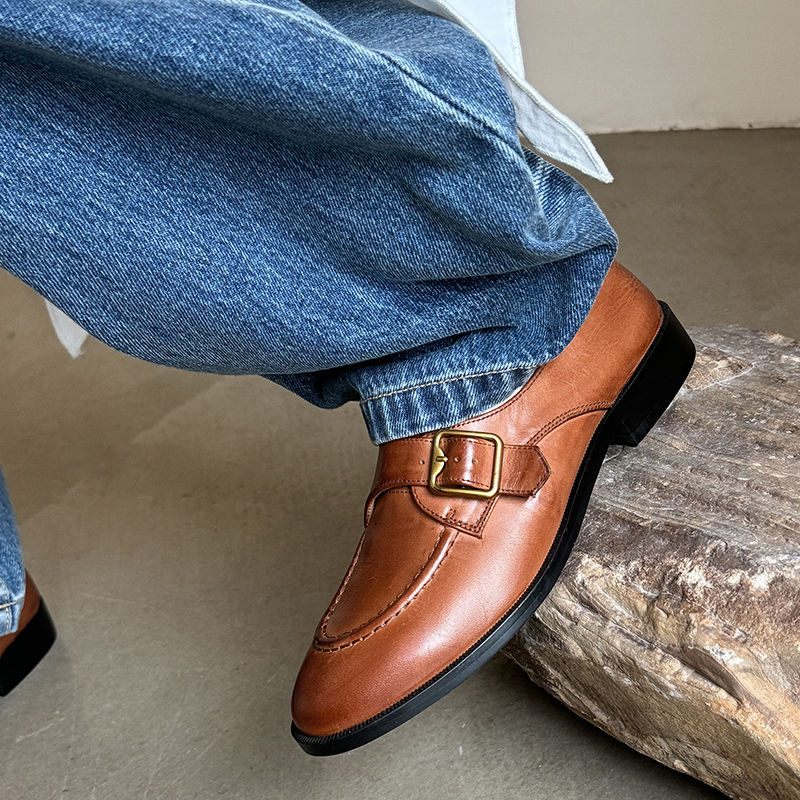 Luisa Leather Loafer För Kvinnor - Brun