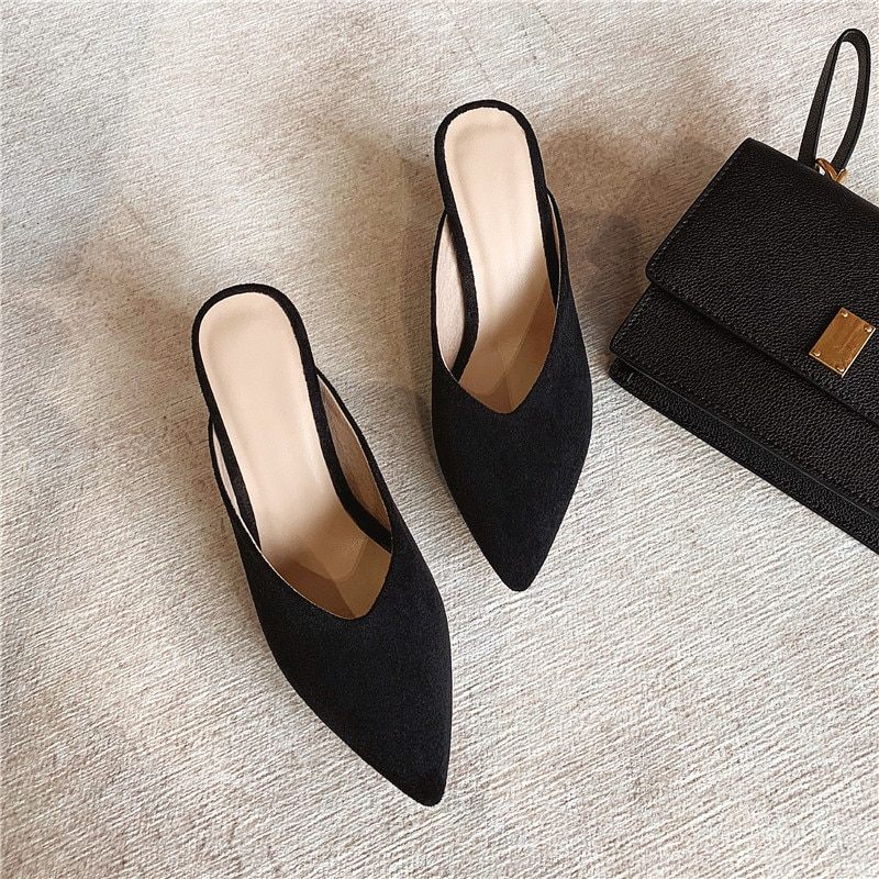 Luna Dam Elegant Mules Höga Svarta Klackar - Svart