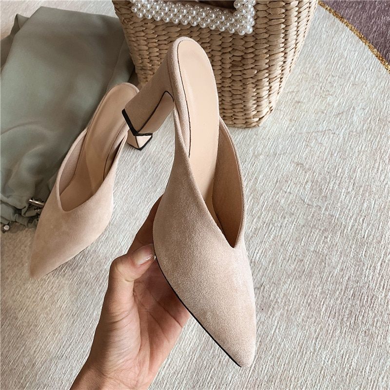 Luna Dam Elegant Mules Höga Svarta Klackar - Svart