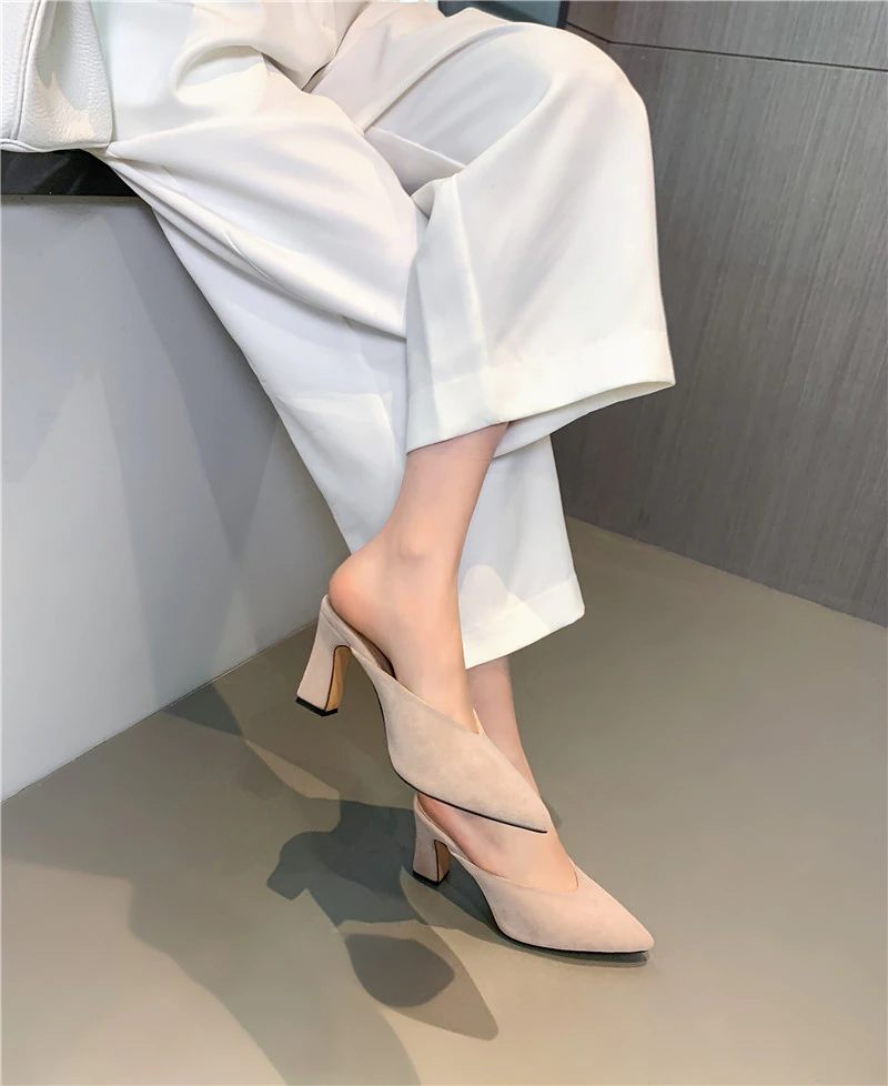 Luna Dam Elegant Mules Höga Svarta Klackar - Svart