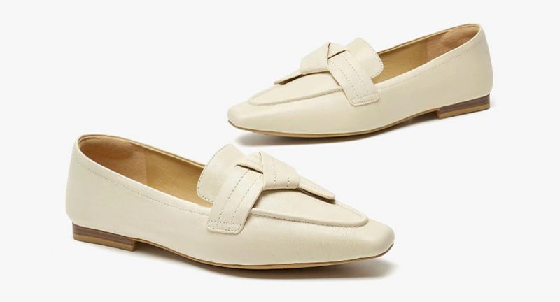 Lupita Damskor Med Fyrkantig Tå I Läder - Beige