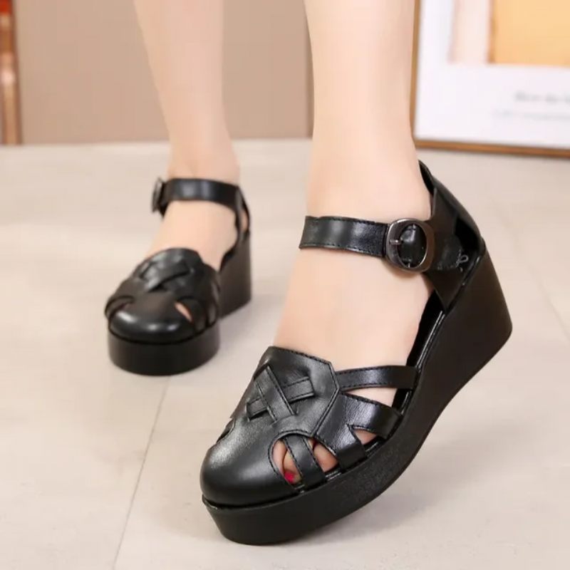 Malena Damsandaler Med Wedges - Svart