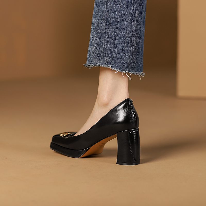 Malena Square Toe Pumps-skor För Kvinnor - Svart