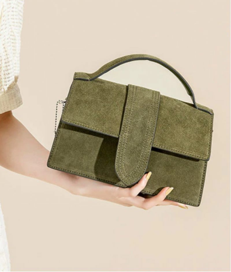 Marcano Elegant Handväska I Vintage Mockaskinn För Kvinnor - Grön
