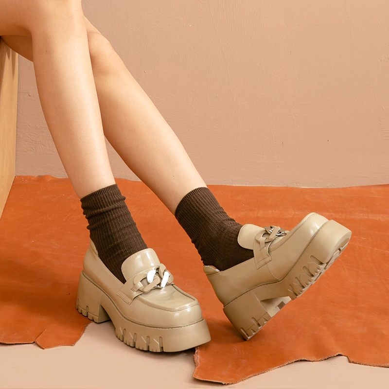March Kedja Loafer Skor För Kvinnor - Aprikos