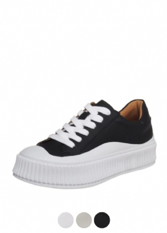 Mardin Flat Läder Platform Black Sneaker För Kvinnor