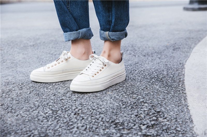 Mardin Sneaker I Platt Läder För Kvinnor - Vit