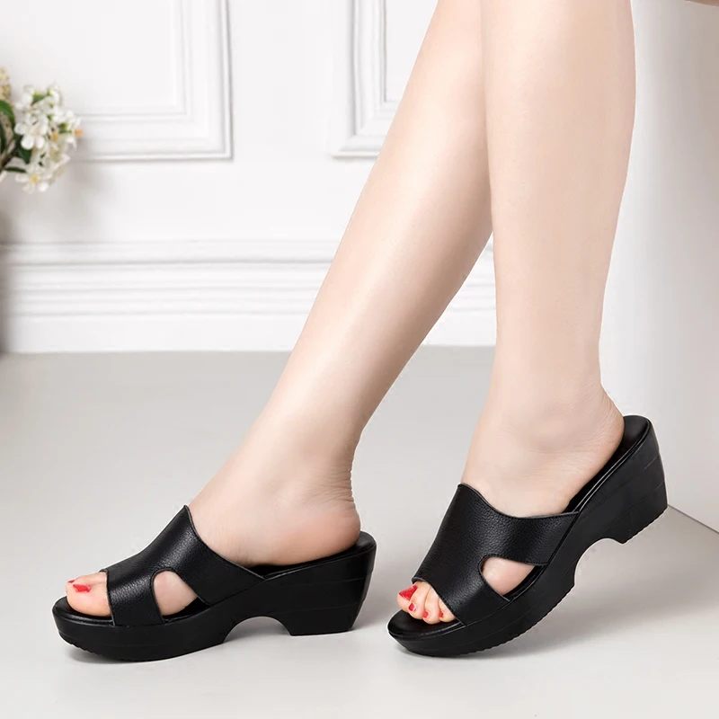 Margaret Kvinnors Peep Toe Kvinnliga Sandaler - Svart