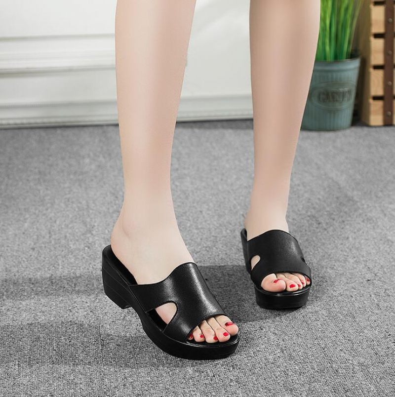 Margaret Kvinnors Peep Toe Kvinnliga Sandaler - Svart