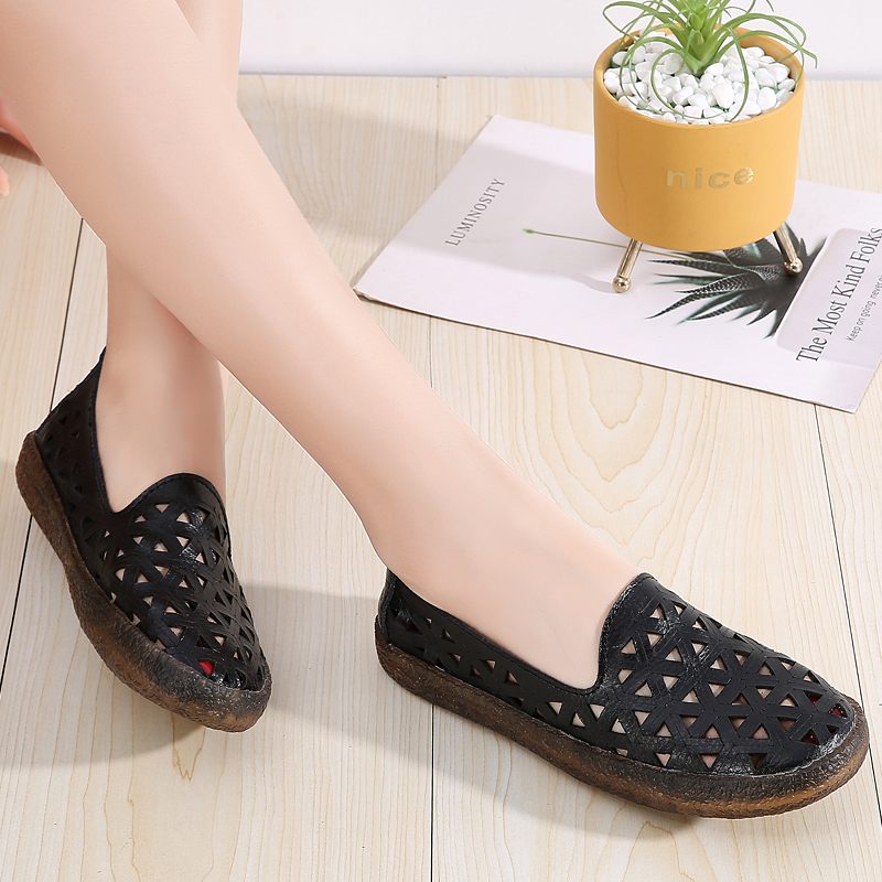Margarita Läder Andas Flat Loafer Skor För Kvinnor - Vit