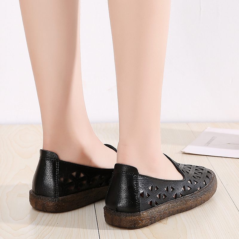 Margarita Läder Andas Flat Loafer Skor För Kvinnor - Vit