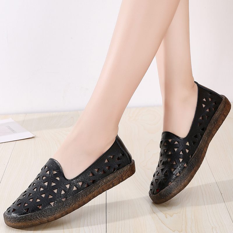 Margarita Läder Andas Flat Loafer Skor För Kvinnor - Vit