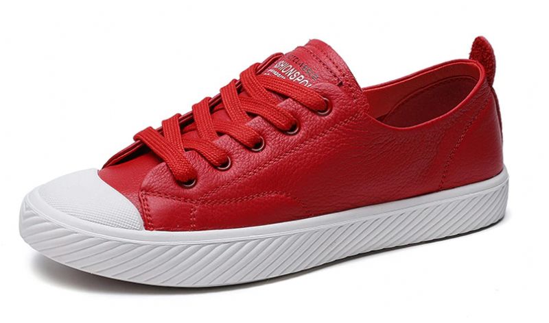 Marley Flat Sneaker I Läder För Kvinnor - Röd