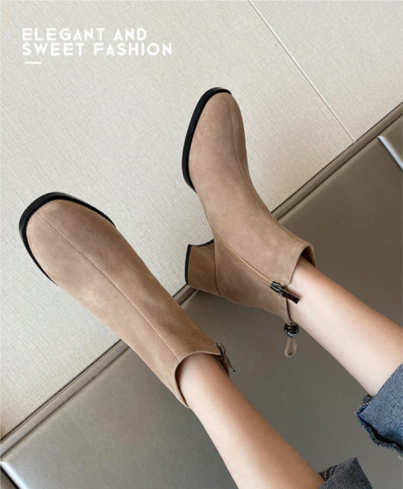 Marliee Booties Ankellängd - Aprikos kort plysch