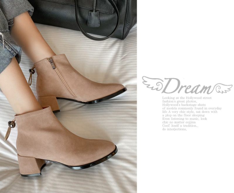 Marliee Booties Ankellängd - Aprikos kort plysch