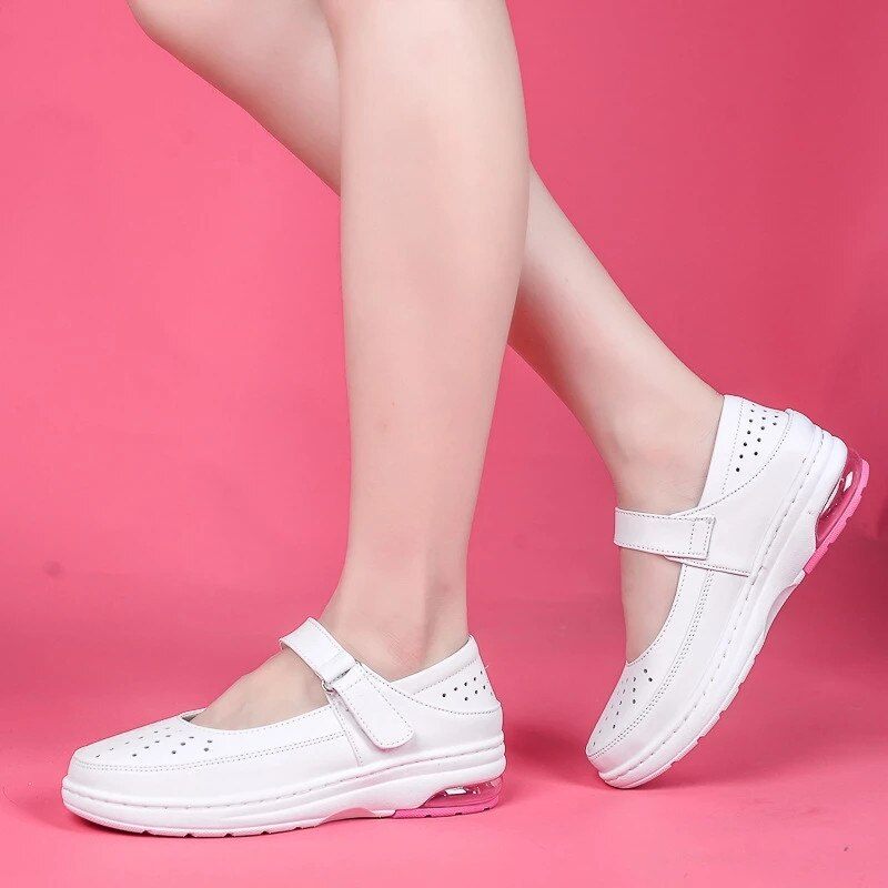 Martha Bekväma Slip-on-skor För Sjuksköterskor För Kvinnor - Vit
