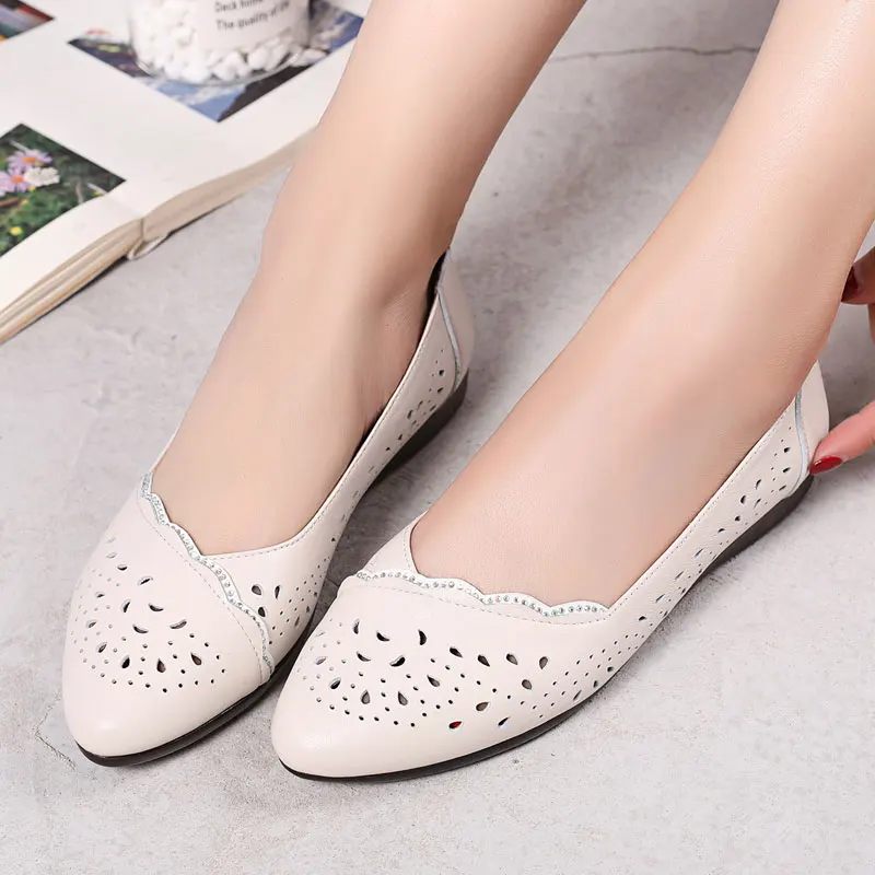 Martins Damskor Med Andningsförmåga Flats - Beige