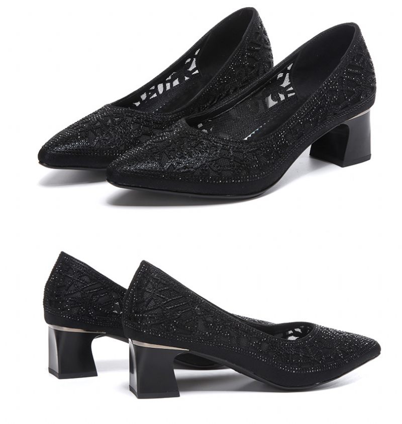 Mary Dam Rhinestone Pumps Med Spetsad Tå - Guld