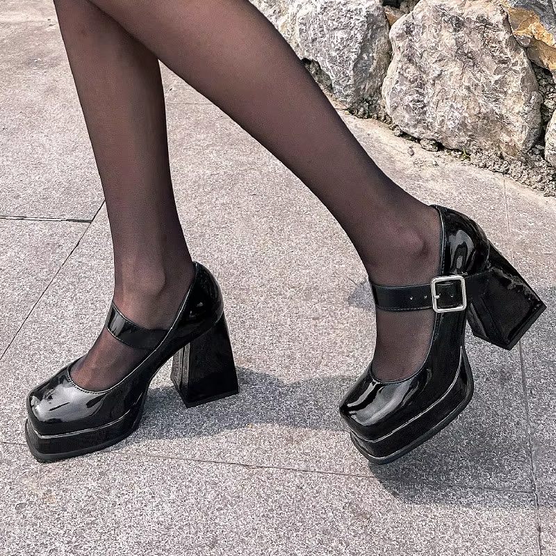 Mary Janes Pumps För Höga Klackar För Kvinnor - Svart