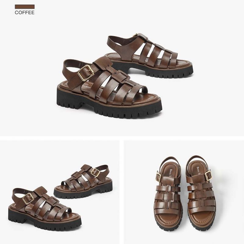Maty Lädersandal För Kvinnor - Brun