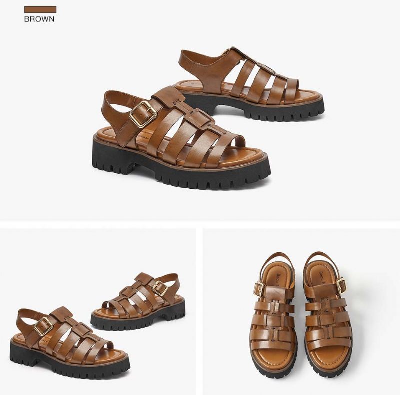 Maty Lädersandal För Kvinnor - Brun