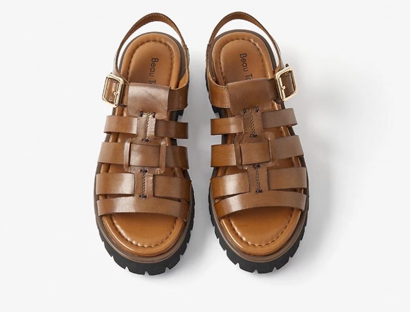 Maty Lädersandal För Kvinnor - Brun