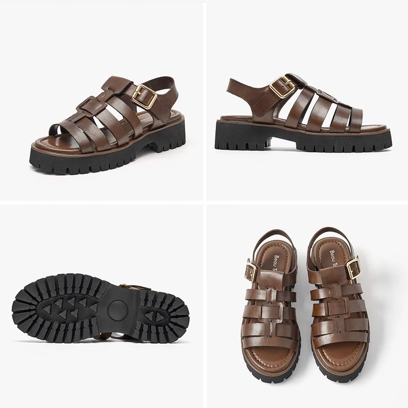 Maty Lädersandal För Kvinnor - Brun